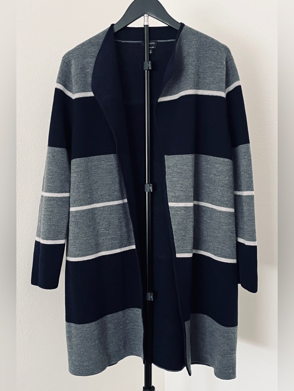 🤍 Talbots Merino Wool Striped Long Open-Front Cardigan – XL